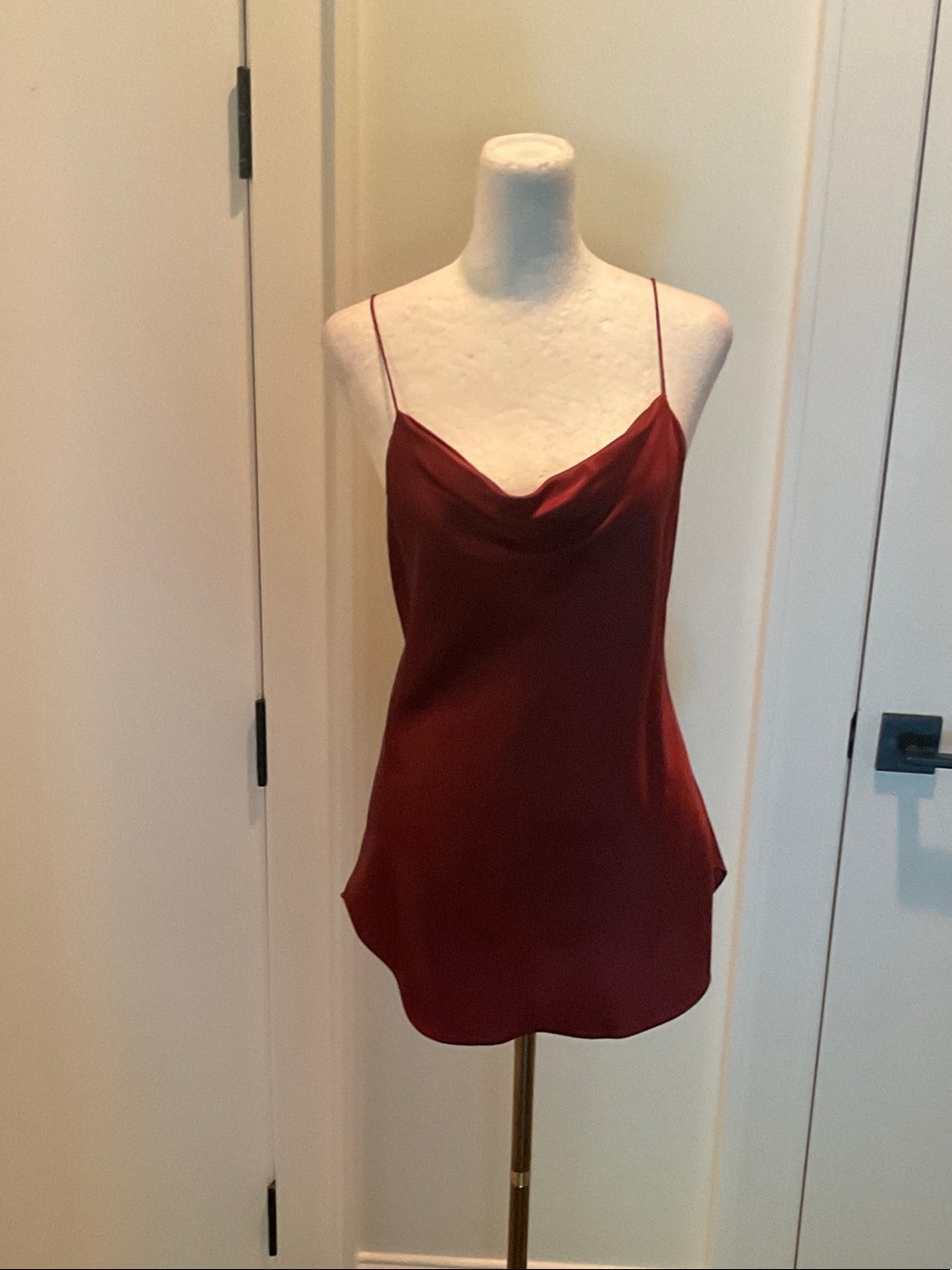 cinq a sept Satin Cowl Slip Camisole - Burgundy